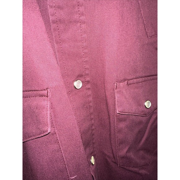 Real Ranch Men's Burgandy Thick Twill Western Work Shirt Small Pearl Snap EUC - Picture 3 of 6